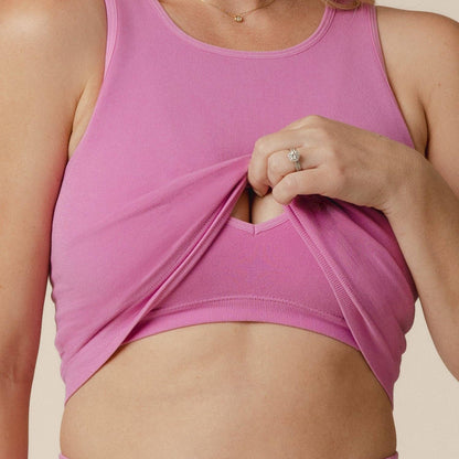 Sublime® Bamboo Maternity & Nursing Longline Bra Top | Soft Fuchsia
