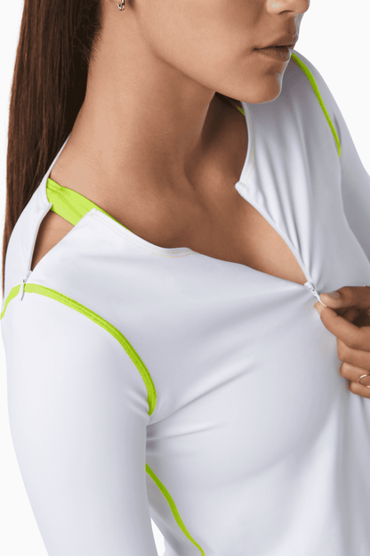 Long-Sleeved Tennis Dress | Black/Neon Pink