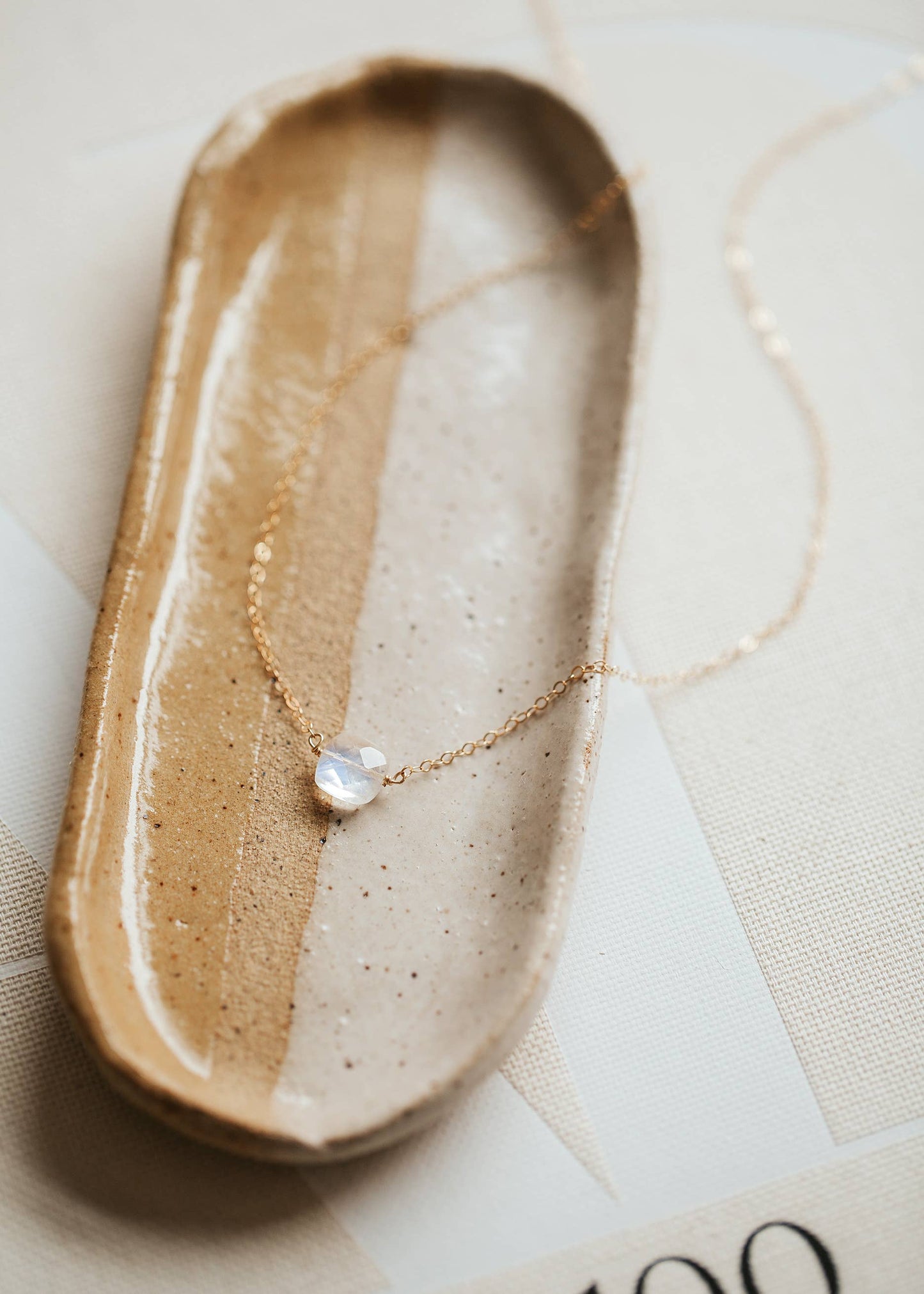 Hello Adorn Moonstone Cushion Necklace