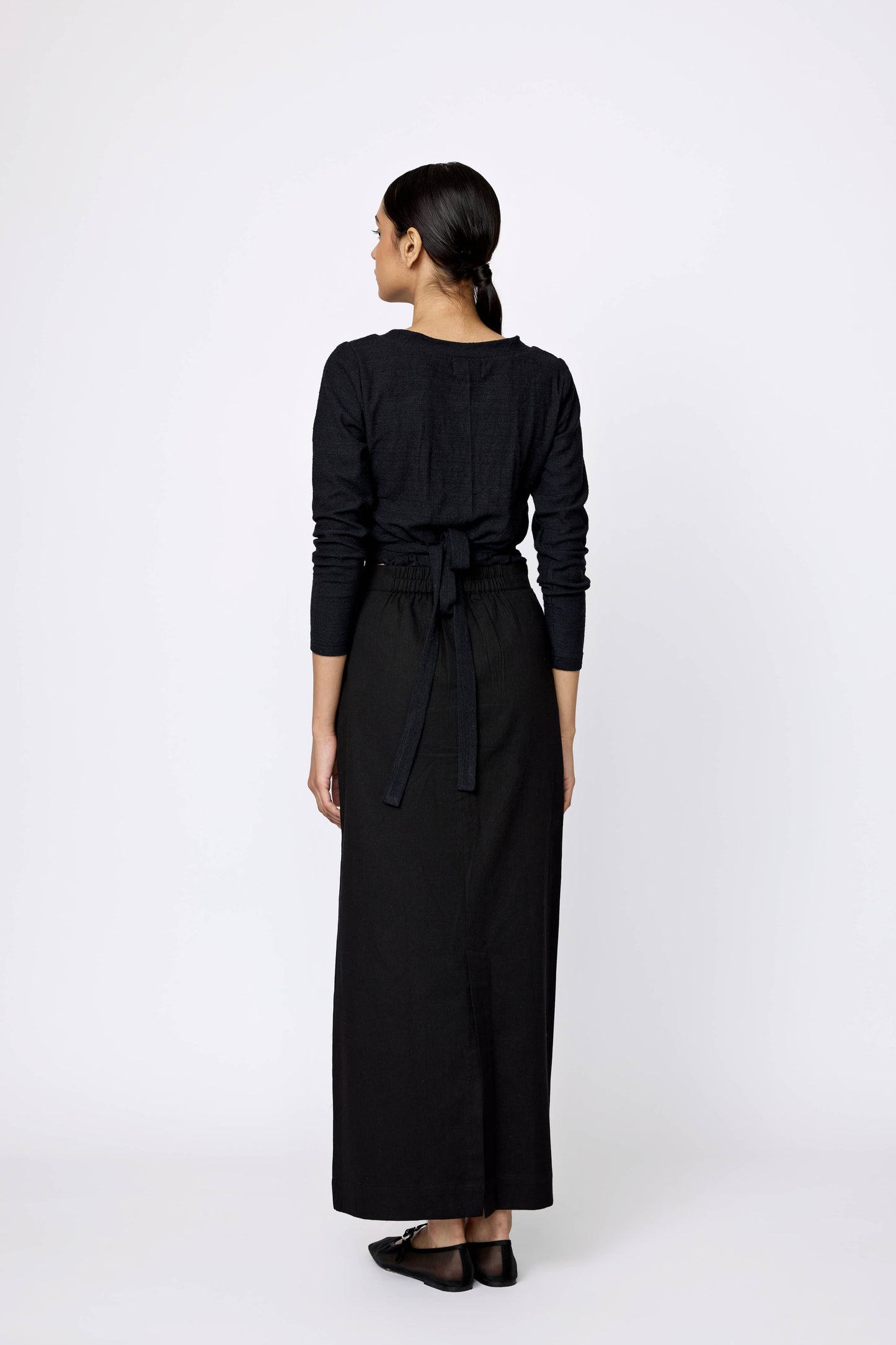 Ballet Wrap Top, black silk noil