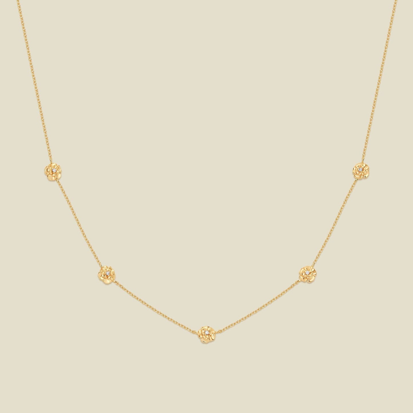 CZ Birth Flower Station Necklace | January