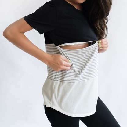 Nursing Zipper T-Shirt | Black & White