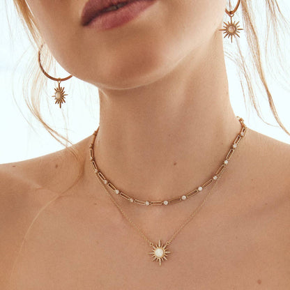 Gemstone Starburst Necklace | Mother of Pearl
