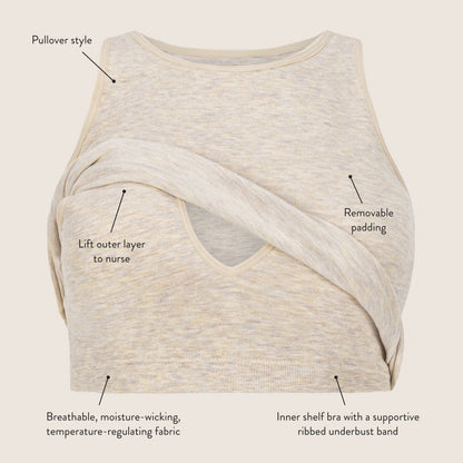 Sublime® Bamboo Maternity & Nursing Longline Bra Top | Soft Fuchsia