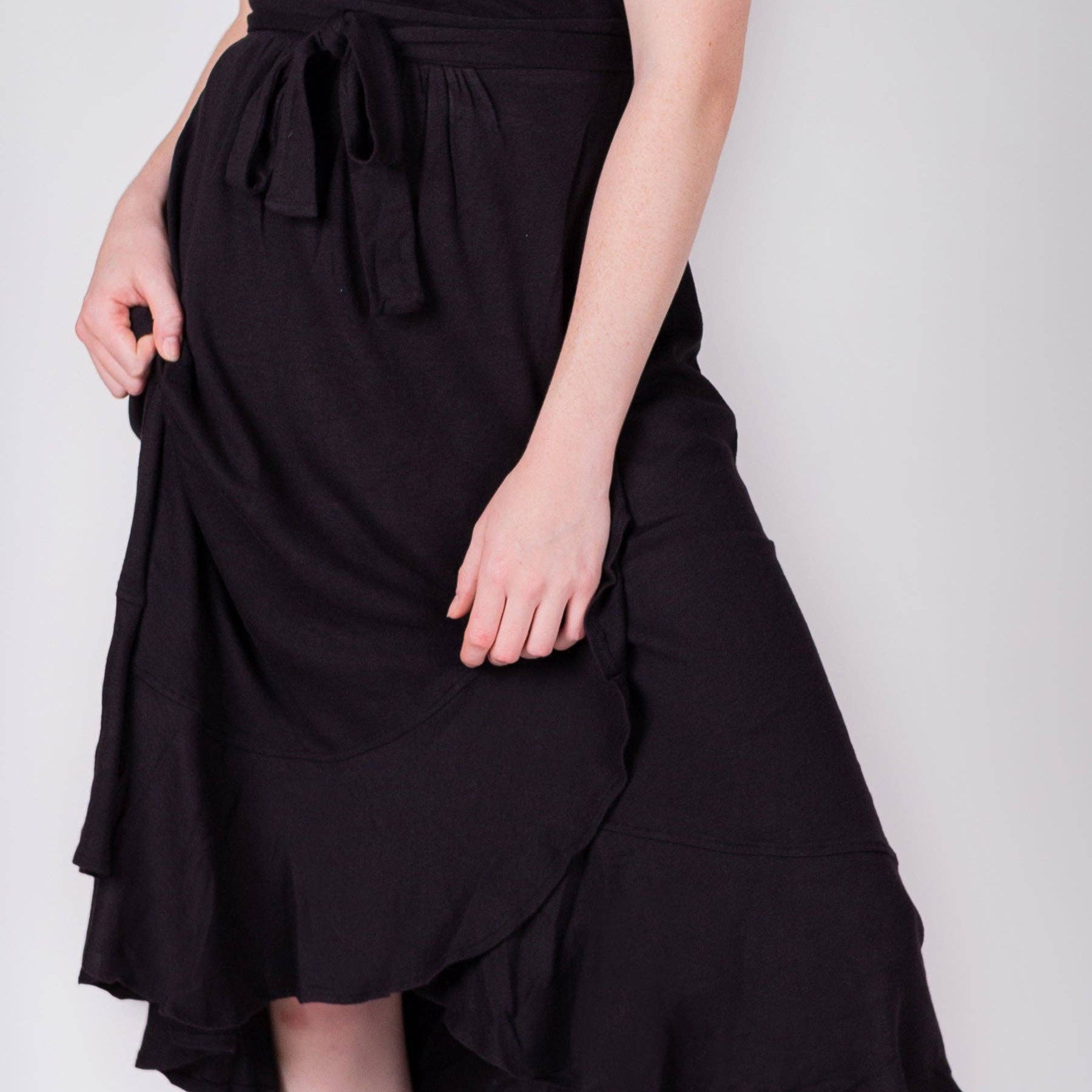 happy earth women's organic cotton ruffle wrap dress reviews Ruffle Wrap Organic Dress
