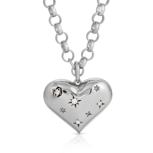 Cosmic XL Heart Pendant - Silver