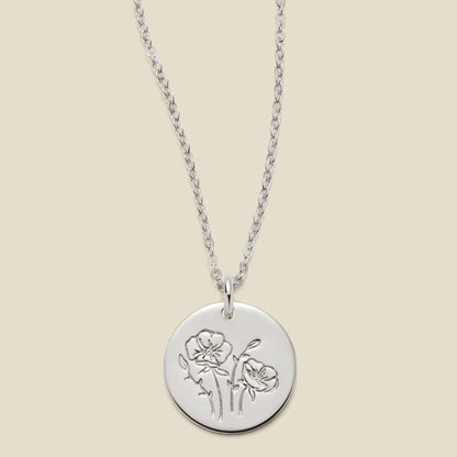Birth Flower Necklace, 1/2"