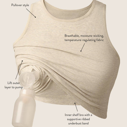 Kindred Bravely Sublime® Bamboo Hands-Free Pumping Longline Bra Top | Blue Wisteria
