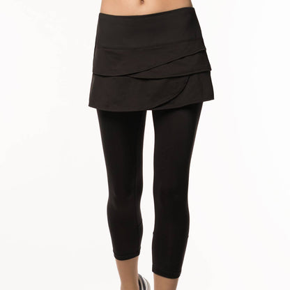 Women's Scallop Capri Legging | Black