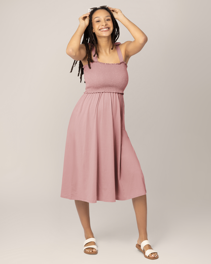 Sienna Smocked Maternity & Nursing Dress | Blue
