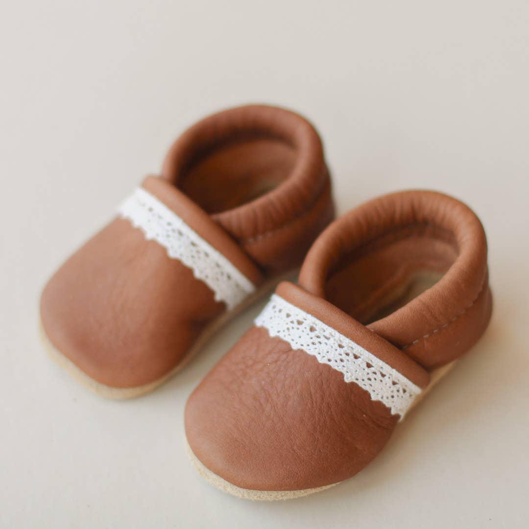 Baby Girl Baby Moccs in Walnut