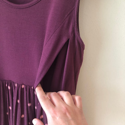 Seraphine Maternity & Nursing-Friendly Dress, Burgundy, Size 2 (Pre-Loved)