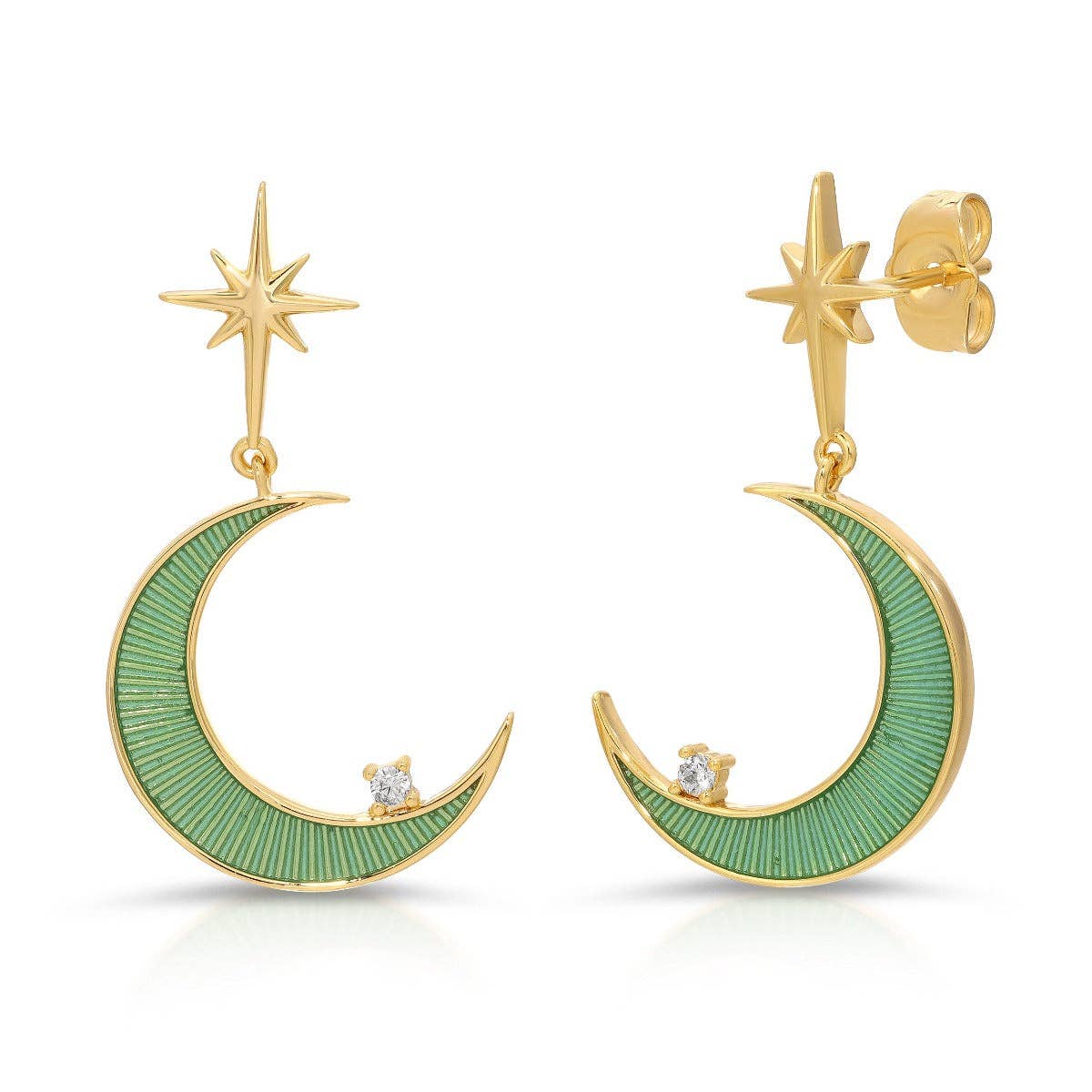 La Lune Earrings - Teal Green