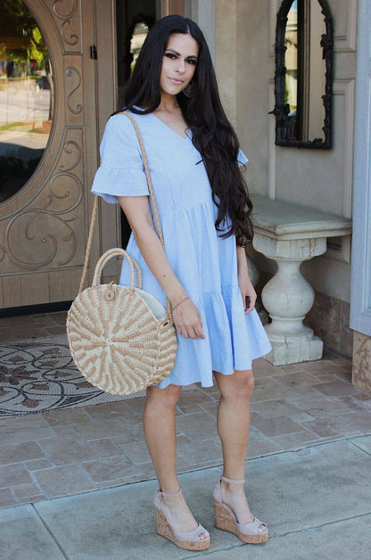 Nursing Dress With Pockets | Bell Sleeve | Periwinkle