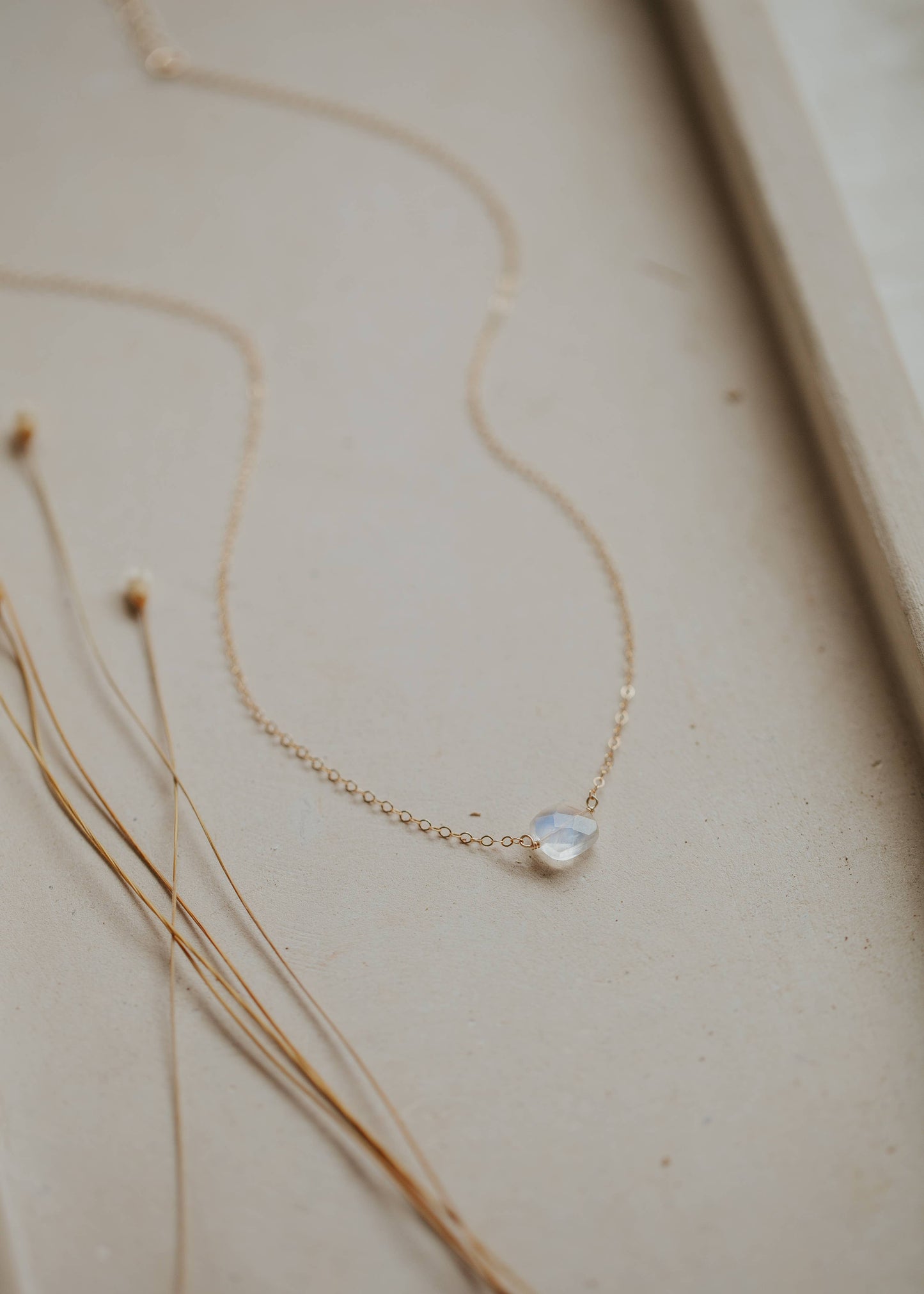 Hello Adorn Moonstone Cushion Necklace