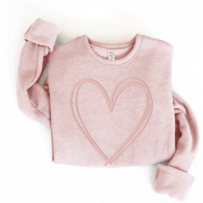Heart Puff Sweatshirt | Pink or White