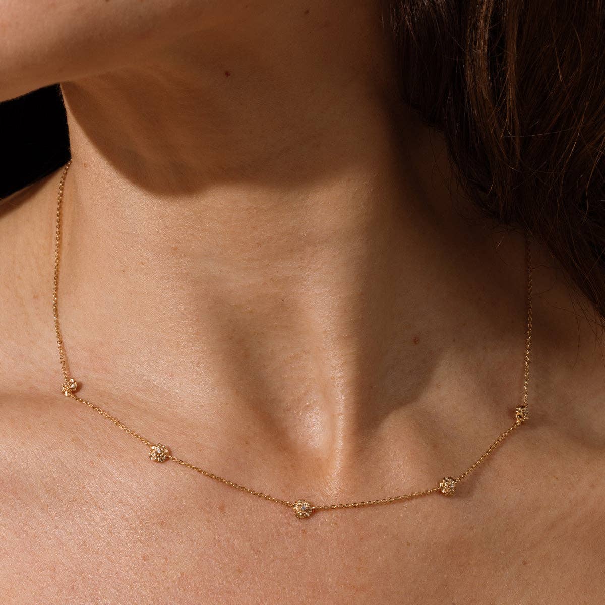 CZ Birth Flower Station Necklace | January