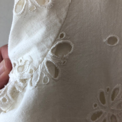 J. Crew White Cotton Blouse Floral, Small (Pre-Loved)
