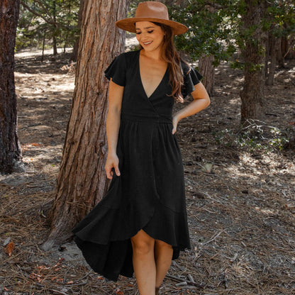 Ruffle Wrap Organic Dress | Eclipse