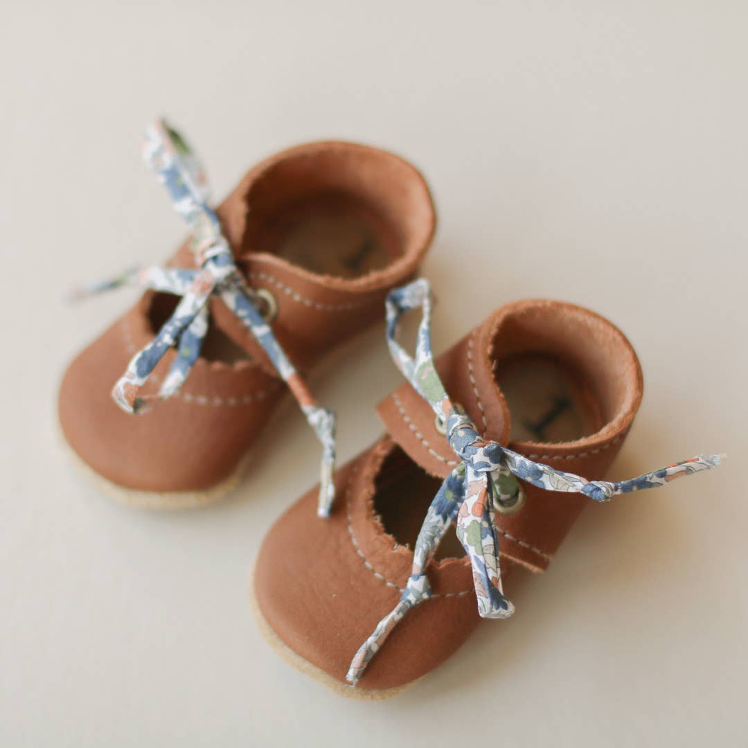 Tie Baby Mary Janes in Walnut