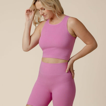 Sublime® Bamboo Maternity & Nursing Longline Bra Top | Soft Fuchsia