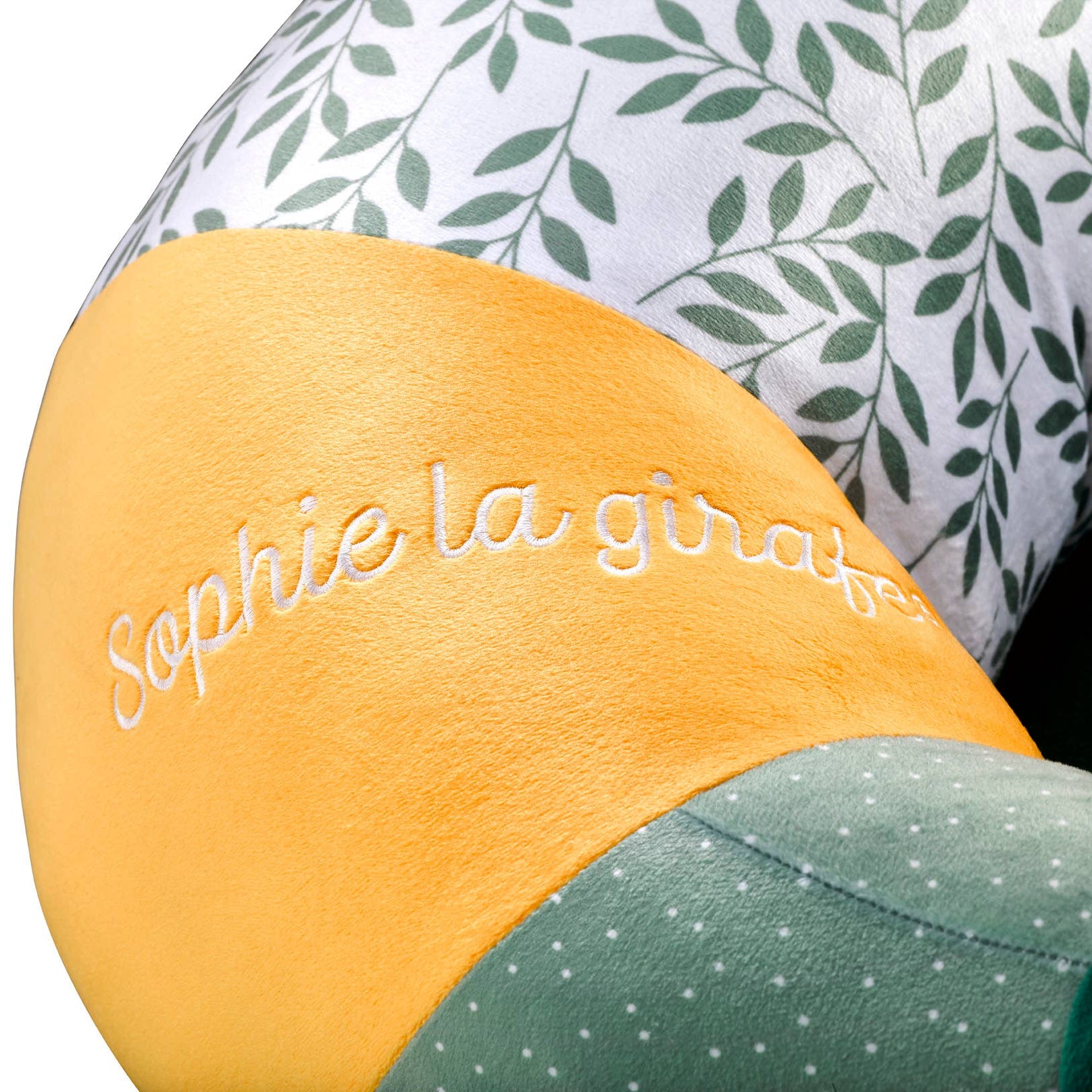 Textile product with 'Sophie la girafe' branding on a white background