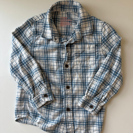 Pre-Loved Blue + White Checkered Flannel | 4T