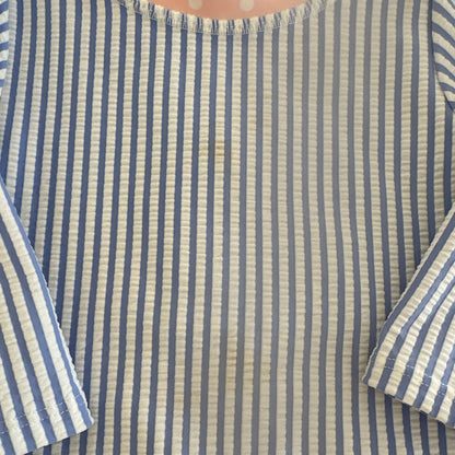 Shows small discolorations on front of swimsuit