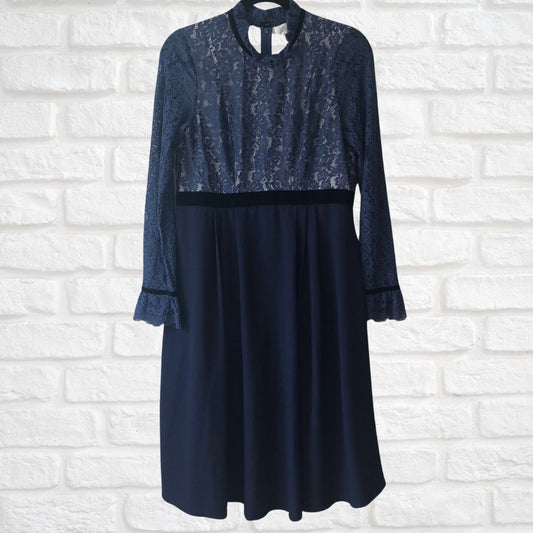 Luxe by Seraphine Maternity Navy Lace Dress, Size 6 (Pre-Loved)