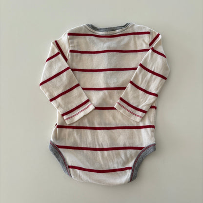 Pre-Loved Bodysuit | Red & Cream Stripes | Subtle Stain