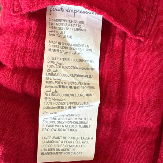 First Impressions Red Coat, 3-6M (Pre-Loved)