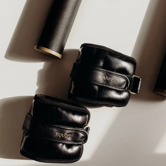 Pair of black vegan leather ankle weights