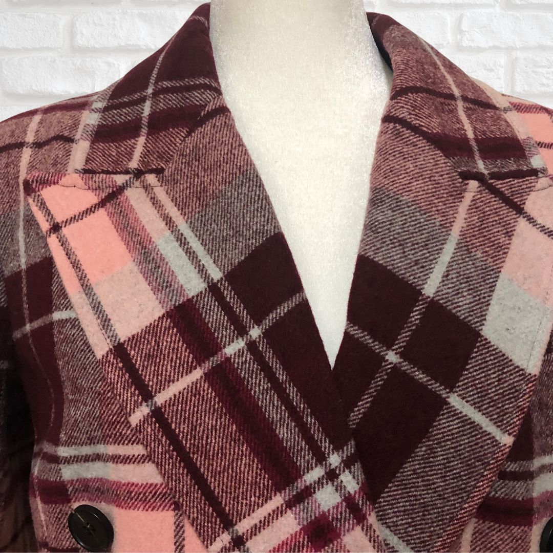 7 for all Mankind Pink Plaid Pea Coat (Pre-Loved)