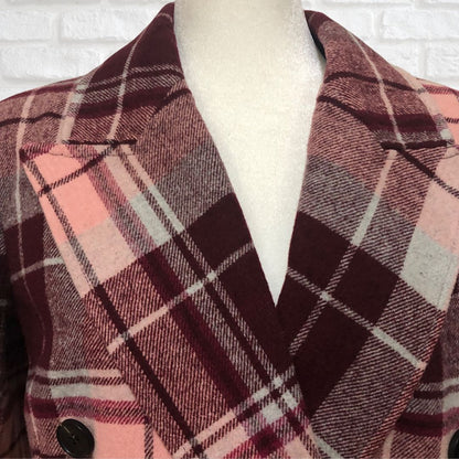 7 for all Mankind Pink Plaid Pea Coat (Pre-Loved)