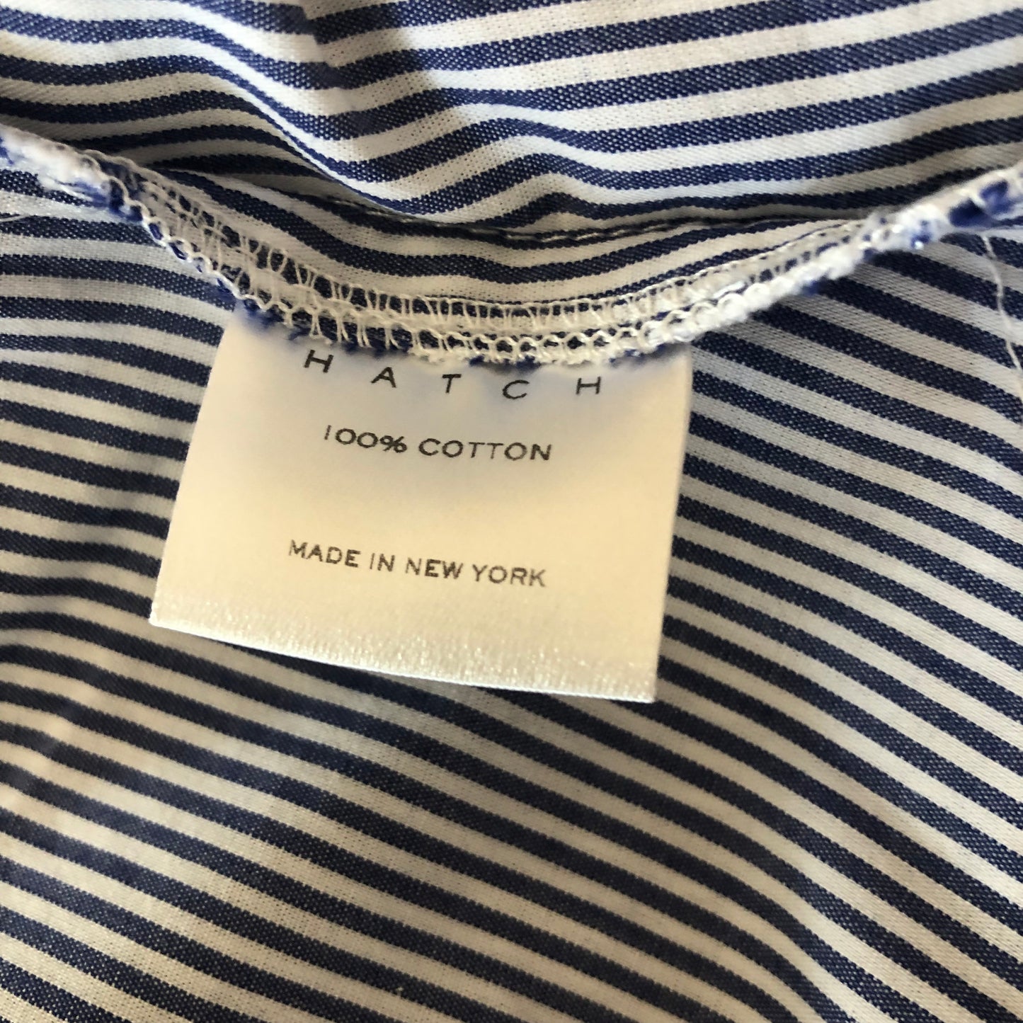 Hatch Maternity The Classic Button Down, Navy/White Microstripe, Size 3 (Pre-Loved)