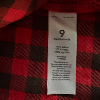 Buffalo Plaid Button-Up Shirt, 9M (Pre-Loved)