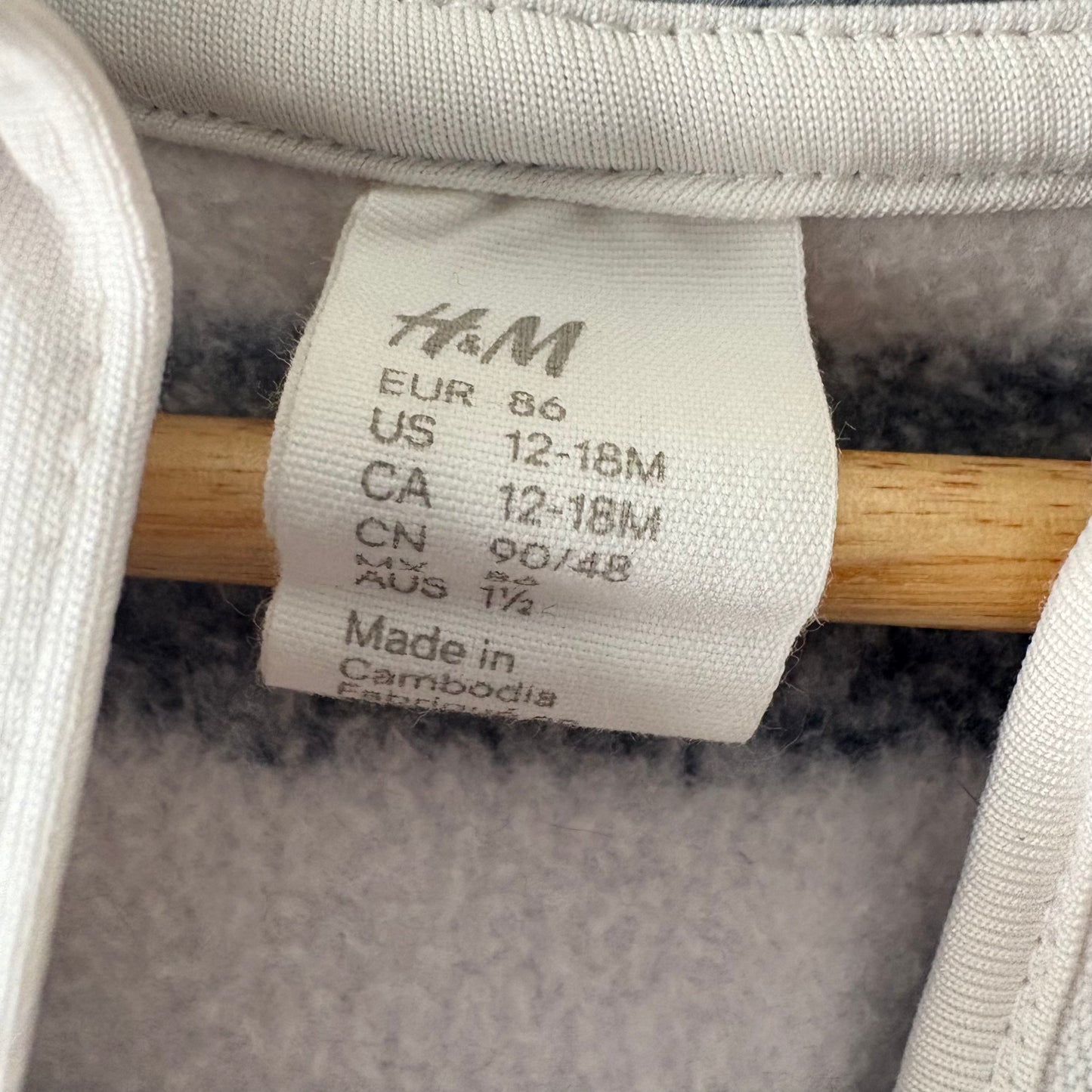 Hooded Zip Up Sweatshirt, 12-18M | Navy & White Stripes (Pre-Loved)
