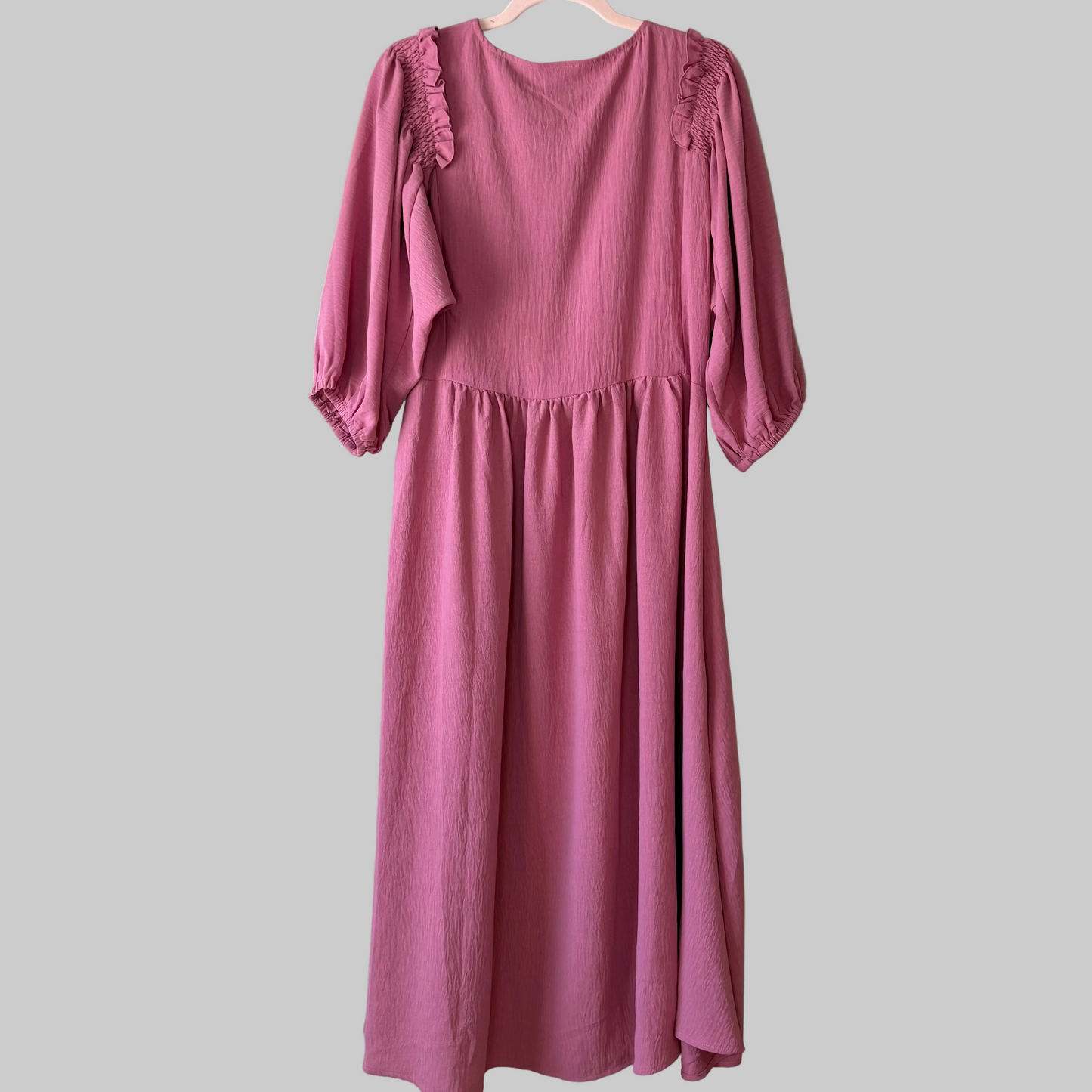 Back of pink midi nursing dress