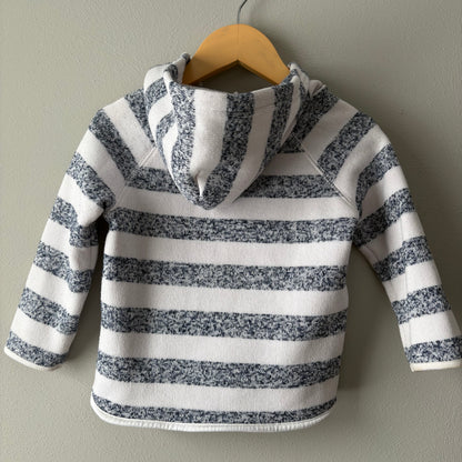 Hooded Zip Up Sweatshirt, 12-18M | Navy & White Stripes (Pre-Loved)