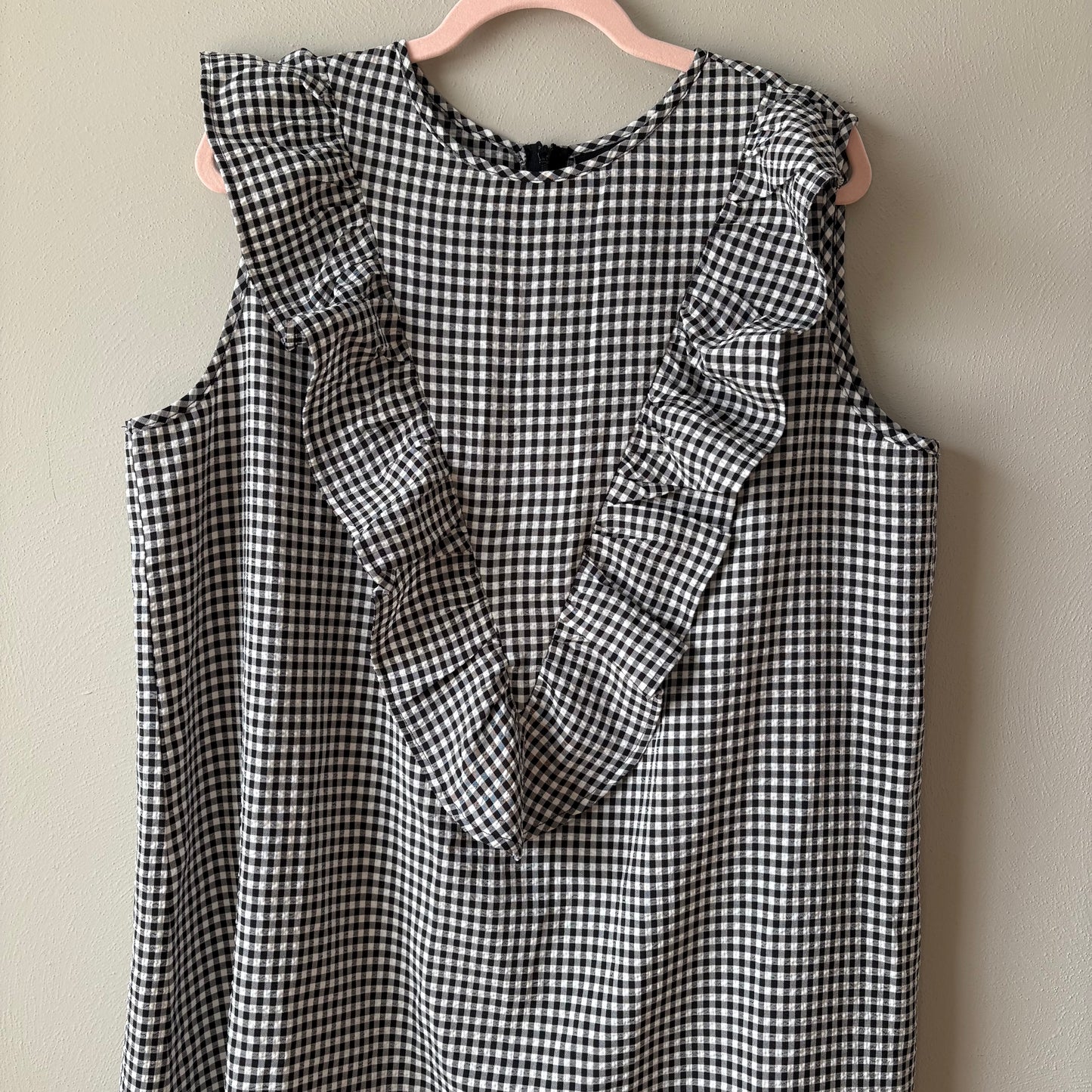 Sleeveless Nursing Dress, XL | Black & White Gingham (Pre-Loved)
