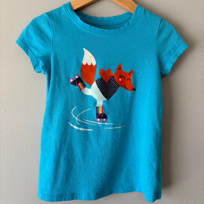 Fox Roller Skating T-shirt, 4T | Blue (Pre-Loved)