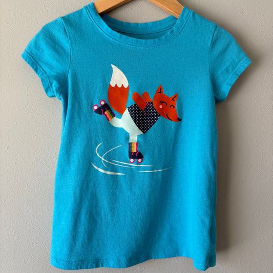 Fox Roller Skating T-shirt, 4T | Blue (Pre-Loved)