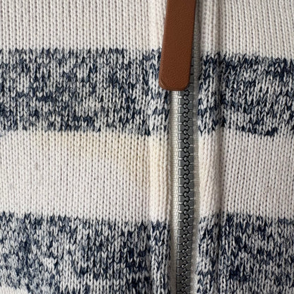Hooded Zip Up Sweatshirt, 12-18M | Navy & White Stripes (Pre-Loved)