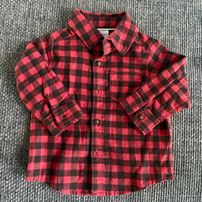 Buffalo Plaid Button-Up Shirt, 9M (Pre-Loved)