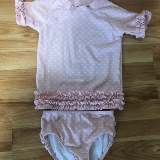 RuffleButts Pink Swimsuit Two-Piece size 5 (Gently Used)