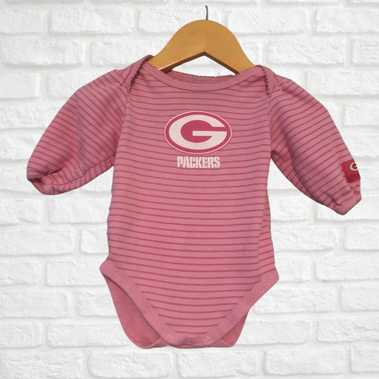 NFL Team Apparel Pink Packers Long Sleeve Bodysuit 3-6M (Pre-Loved)