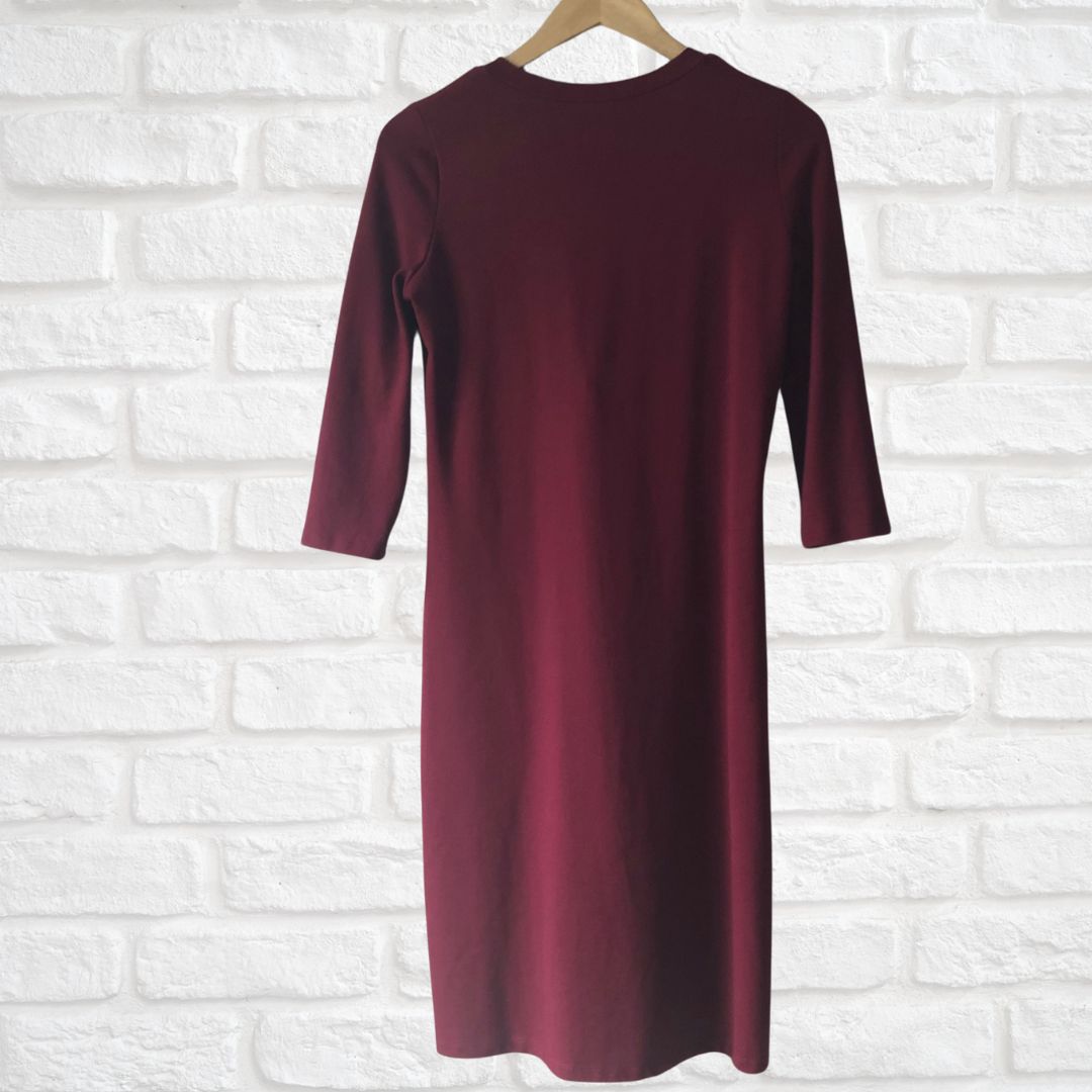 Maroon Maternity & Nursing-friendly Dress, M