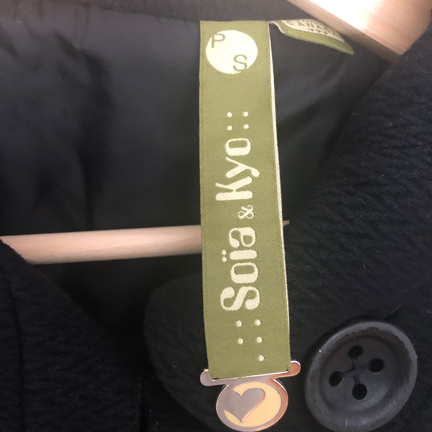 Soia & Kyo Black Pea Coat, Small (Pre-Loved)