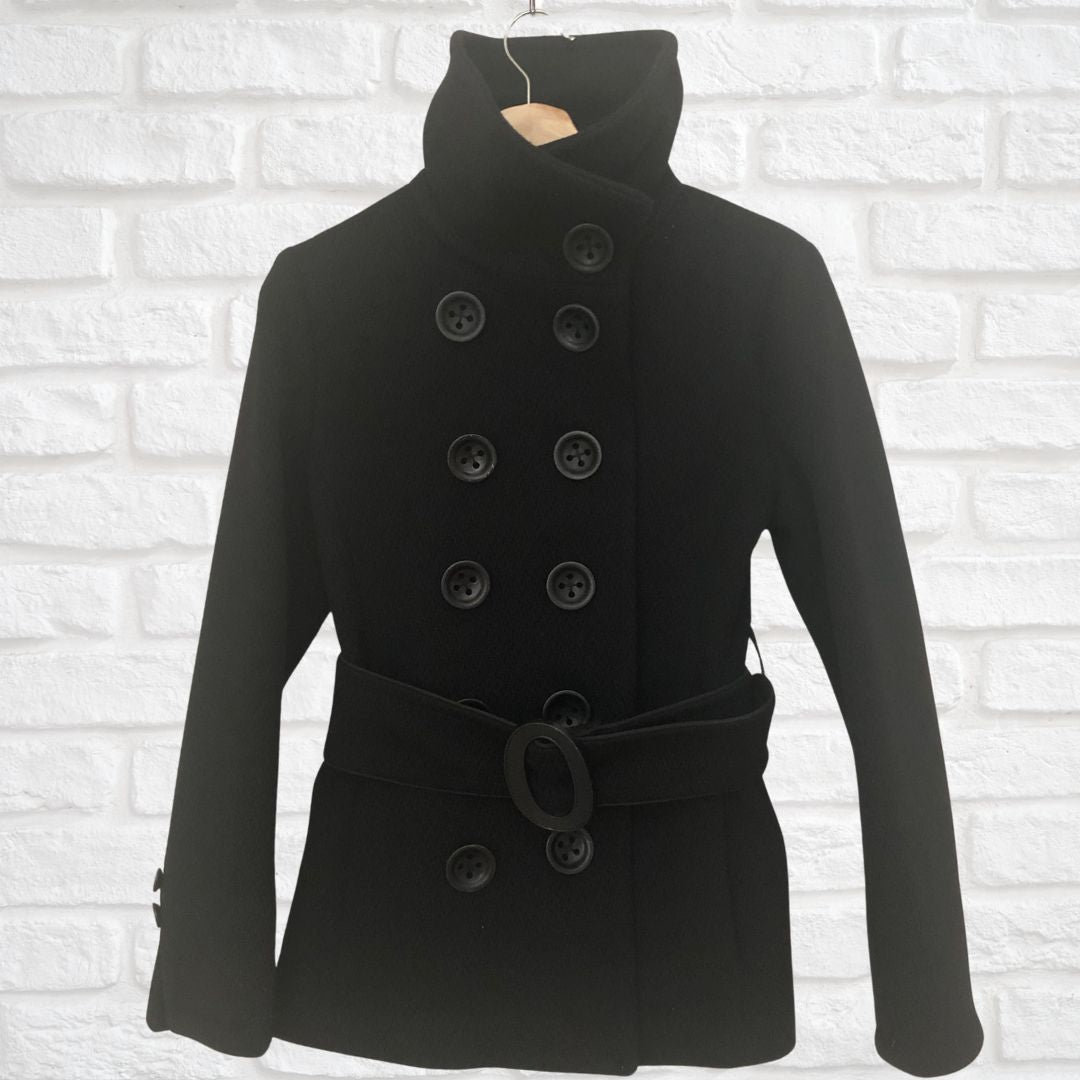 Soia & Kyo Black Pea Coat, Small (Pre-Loved)