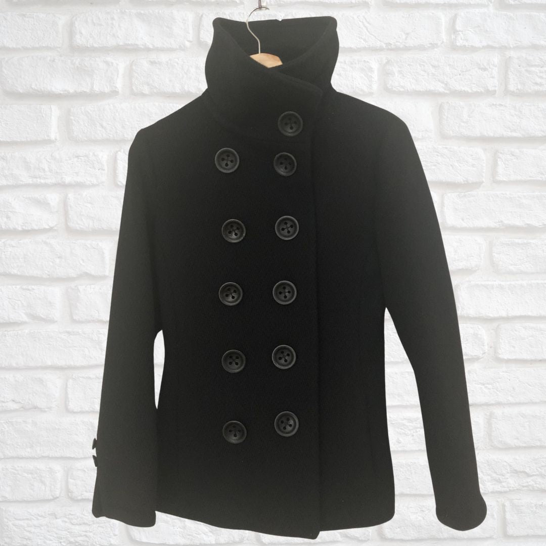 Soia & Kyo Black Pea Coat, Small (Pre-Loved)